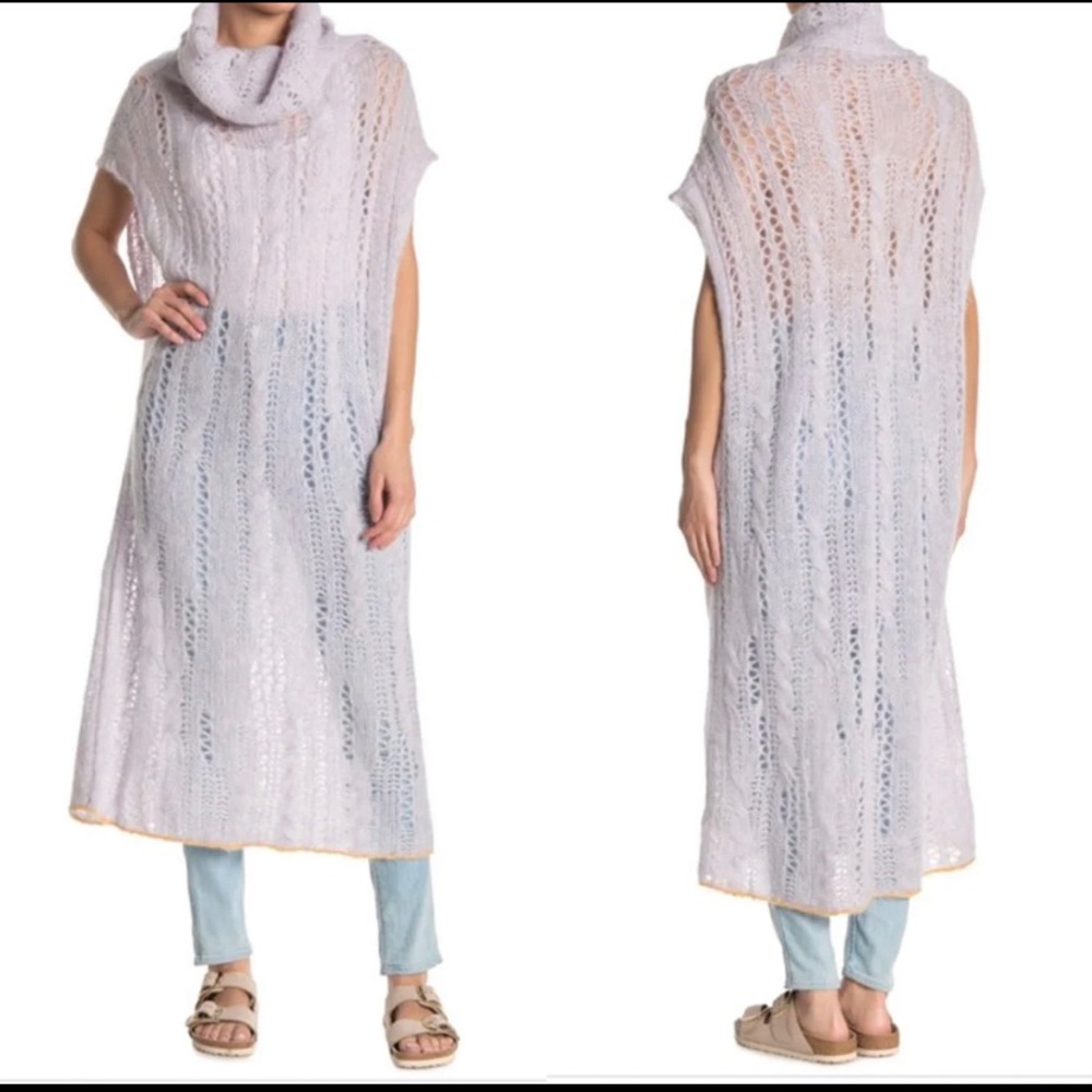 Free People Lilac knit oversized Cowl Neck Tunic